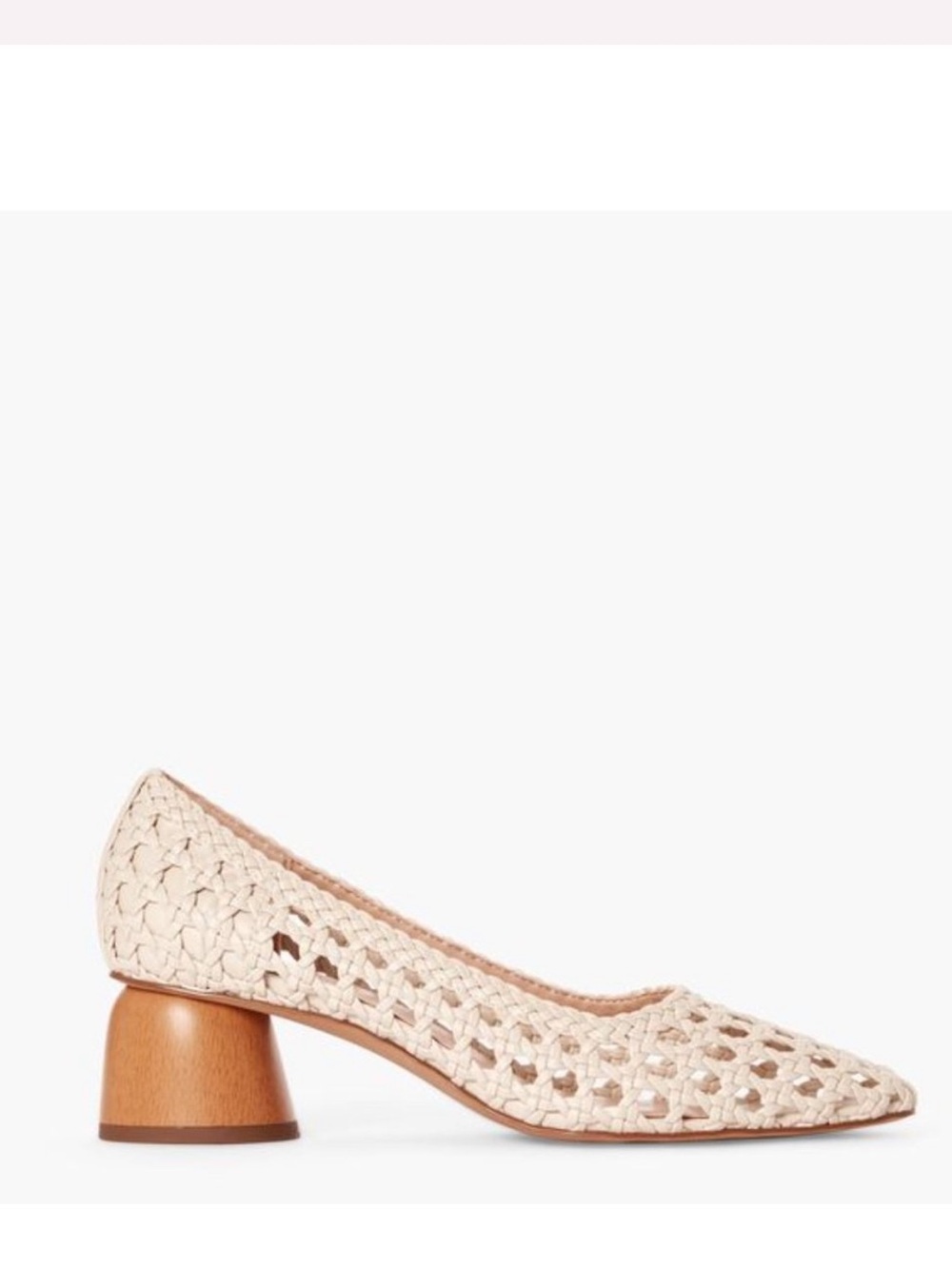 JustFab ALLURA Woven Off-White Block Heel Pumps